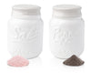 White Ceramic Mason Jar Salt & Pepper Shakers – Vintage Rustic Shabby Chic Decor by Comfify
