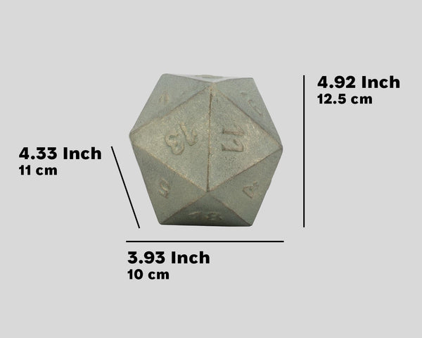 Verdigris Cast Iron D20 Dice – Large, Heavy 20-Sided Metal Die for DND & RPG | Gift-Ready Display, Paperweight & Collector’s Relic