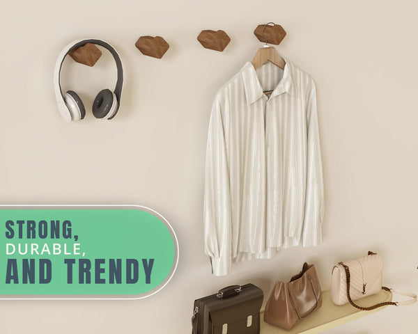 Acacia Wood Wall Hooks – Oval Natural Hangers for Keys, Towels & Accessories – Modern, Space-Saving Entryway & Bathroom Organizer