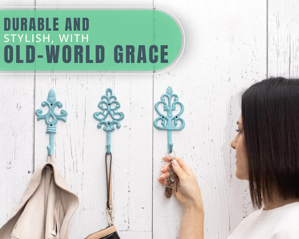 Shabby Chic Cast Iron Decorative Wall Hooks - Rustic - Golden - Farmhouse