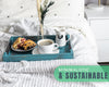 Rustic Blue Wooden Serving Trays with Handles – Set of 2 Nesting Trays (Large & Small) for Breakfast, Coffee Table, Butler & More
