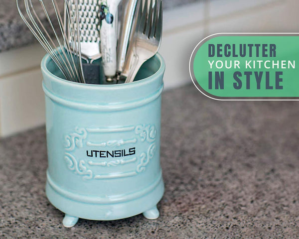 Shabby Chic, French-style Ceramic Utensil Holder