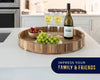 Modern 22" Acacia Wood Round Serving Tray – Oil Finish for Food, Breakfast in Bed, Coffee Table, Snacks, Decor & More