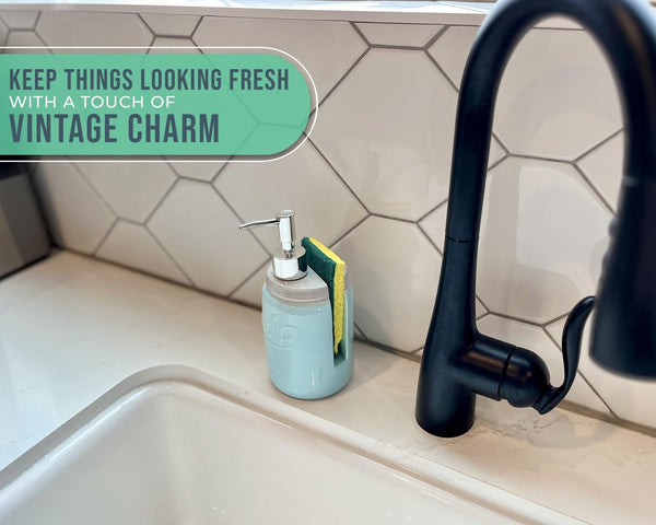 Mason Jar Kitchen Soap Dispenser & Sponge Holder