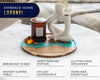 Modern Round Serving Tray – 12" Pearl White Resin & Acacia Wood Tray for Food, Breakfast in Bed, Coffee Table, Decor & More