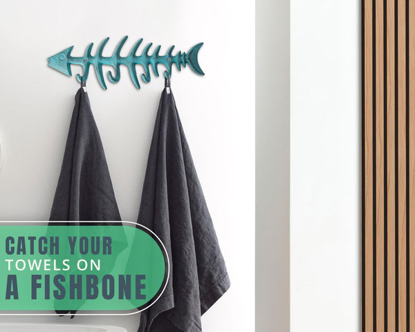 Decorative Cast Iron Hanger w/ 4 “Fish Bones” Hooks