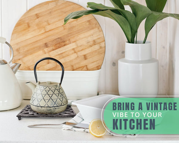 Cast Iron Trivet with Vintage Pattern and Rubber Pegs