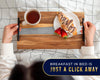 Pearl White Resin & Acacia Wood Serving Tray with Handles – 16x9" Charcuterie Board for Food, Decor & Entertaining