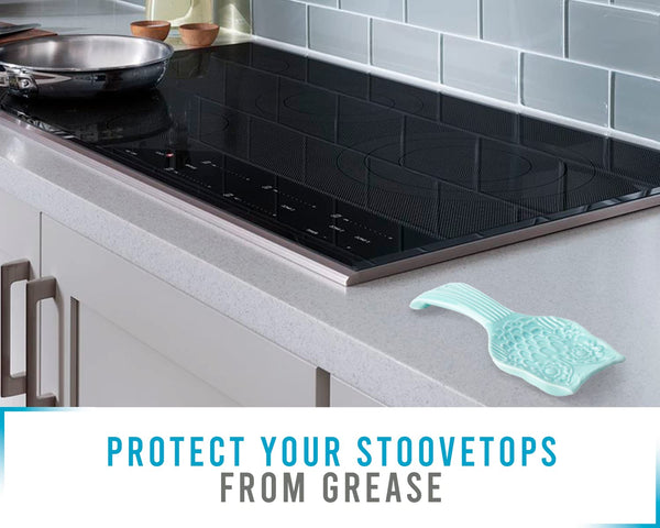 Aqua Blue Owl Spoon Rest – Modern Farmhouse Ceramic Utensil Holder for Kitchen or Stove | Chip-Free & Dishwasher Safe