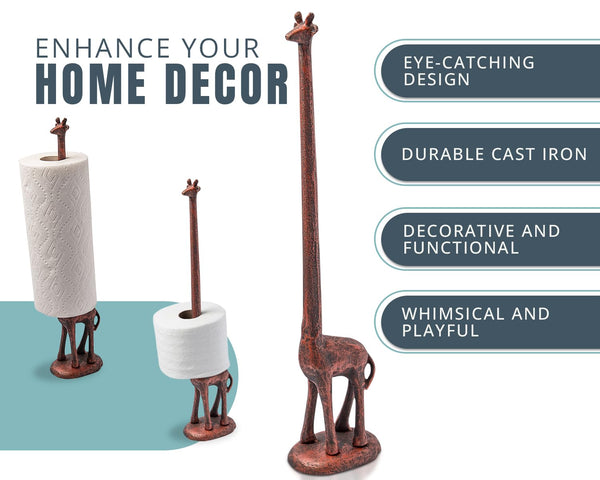 Vintage Giraffe Paper Towel & Toilet Paper Holder – Whimsical Antique Animal Roll Dispenser for Kitchen & Bathroom Decor