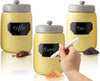 Mason Jar Ceramic Canister Set for Kitchen - Set of 3 Decorative Storage Containers with Air-Tight Lids for Coffee, Sugar - Country Style Storage w/Reusable Writable Surface - 12.85oz/Canister – front view – Comfify