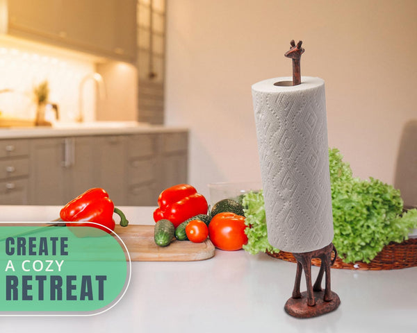 Vintage Giraffe Paper Towel & Toilet Paper Holder – Whimsical Antique Animal Roll Dispenser for Kitchen & Bathroom Decor