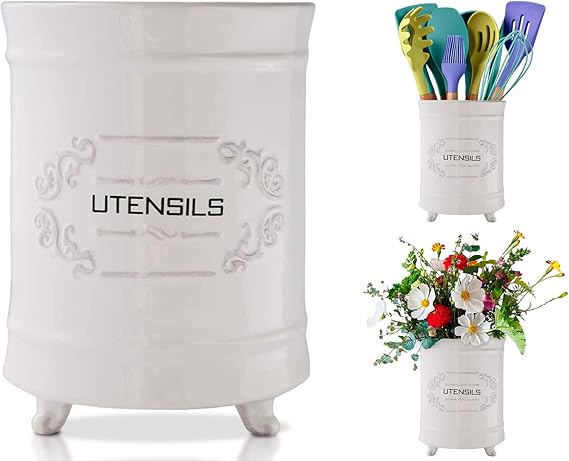 Shabby Chic, French-style Ceramic Utensil Holder