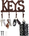 Key Holder for Wall - Decorative Farmhouse Rustic Wall Mount Key Organizer with 4 Hooks - Vintage Cast Iron Key Rack with Screws and Anchors – 6x8 - Copper with Black – front view – Comfify