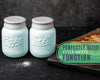 Vintage Mason Jar Salt & Pepper Shakers – Aqua Blue Ceramic Set by Comfify | Rustic, Shabby Chic Kitchen Decor