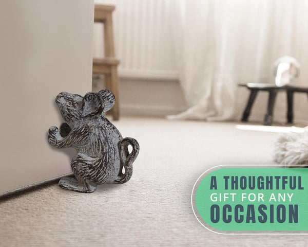Cast Iron Mouse Door Stop – One Vintage Rustic Wedge for Bedroom, Bath, or Entry – alternate angle – Comfify