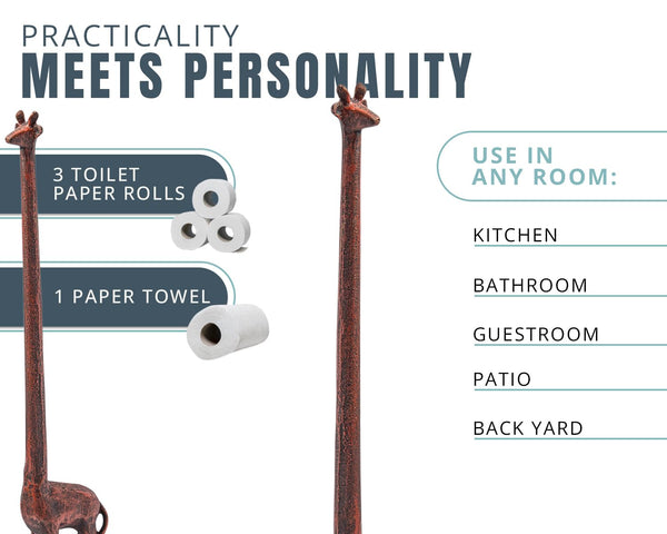Vintage Giraffe Paper Towel & Toilet Paper Holder – Whimsical Antique Animal Roll Dispenser for Kitchen & Bathroom Decor