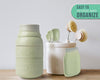 Mason Jar Kitchenware - Green Ceramic Decor with 4 Measuring Cups, 4 Measuring Spoons and Spoon Rest - Vintage Style – back view – Comfify