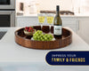 Comfify 22" Dark Brown Acacia Wood Round Serving Tray – Modern Multi-Purpose Tray for Food, Patio, and Home Organization