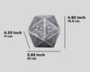 Frosted Iron Cast D20 Dice – Heavy Metal 20-Sided Die for DND & RPG | Weathered Silver Finish | Gift-Ready Display, Paperweight, Collector’s Piece