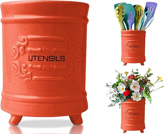 Shabby Chic, French-style Ceramic Utensil Holder