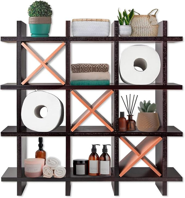 Unique Rustic Tic-Tac-Toe Toilet Paper Holder for Bathroom - Country Modern Toilet Paper Storage