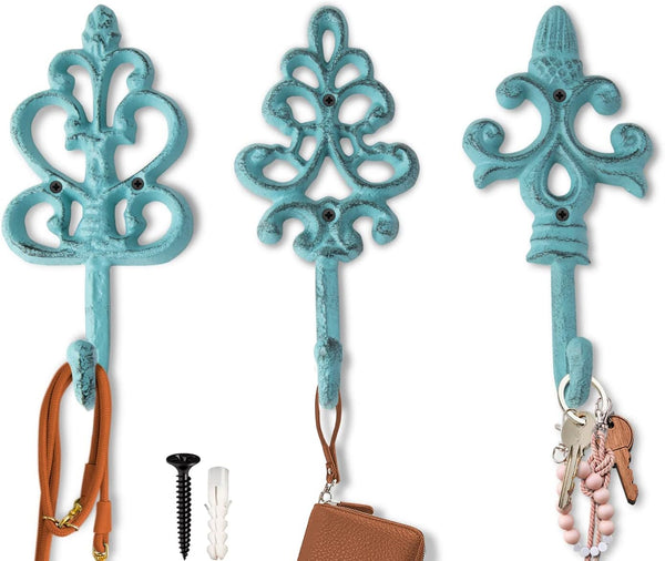 Shabby Chic Cast Iron Decorative Wall Hooks - Rustic - Golden - Farmhouse