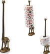 Giraffe Paper Towel Holder for Kitchen or Decorative Toilet Paper Stand for Bathroom - Unique Antique, Vintage, Whimsical Animal Design Roll Dispenser for Home Decor - Gold With Black – front view – Comfify