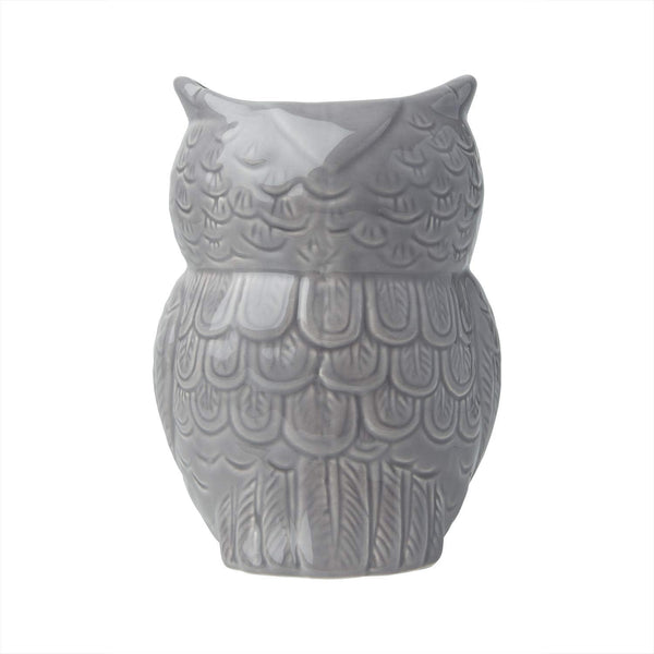 Owl Utensil Holder Decorative Ceramic Cookware Crock & Organizer, in Lovely Grey Color - Utensil Caddy and Perfect Kitchen Ceramic Decor Gift - 5" L x 7" H x 4" W – scale comparison – Comfify