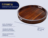 Comfify 22" Dark Brown Acacia Wood Round Serving Tray – Modern Multi-Purpose Tray for Food, Patio, and Home Organization
