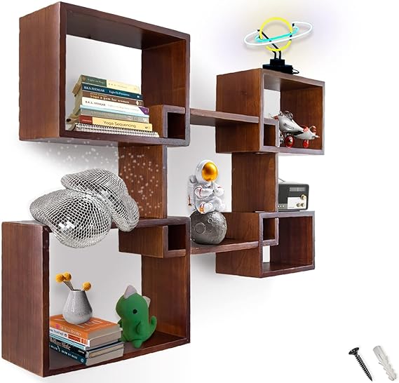 Wall Mounted Square Shaped Floating Shelves – Set of 5