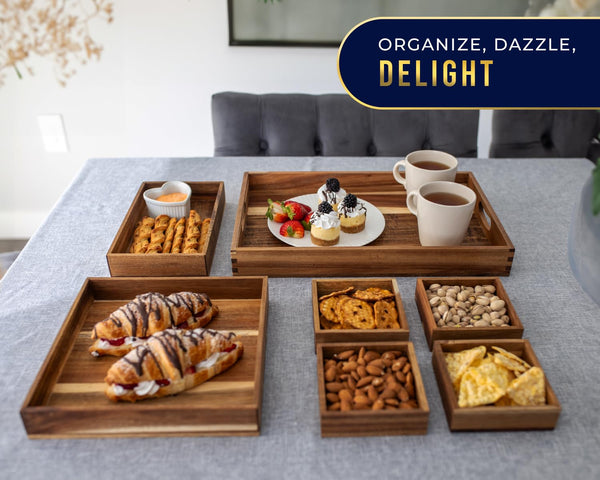 Comfify Bamboo Tray Set of 7 – Earthy Tones for Home & Kitchen | Sustainable, Durable Serving & Organizing Trays