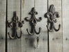 Set of 3 Rustic Cast Iron Fleur De Lis Wall Hooks – Decorative Double Coat Hangers with Screws & Anchors – Wall Mounted Vintage-Style Hooks by Comfify