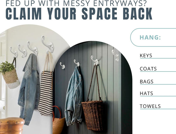 Shabby Chic Wall Mounted Hooks – Set of 4