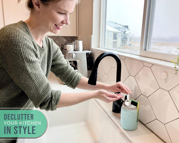 Mason Jar Kitchen Soap Dispenser & Sponge Holder