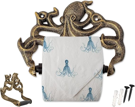 Decorative Cast Iron Octopus Toilet Paper Roll Holder