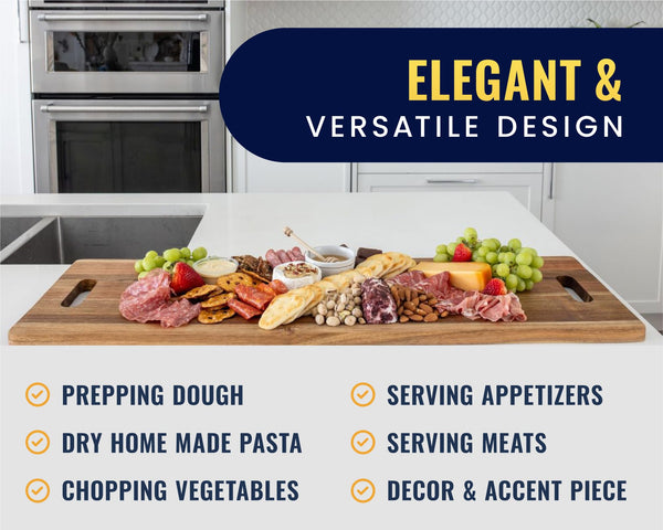 Comfify 35" Extra Large Acacia Wood Charcuterie Board – Premium Serving Platter for Cheese, Appetizers & Gourmet Meals – Elegant Entertaining for Kitchen, Dining Table, BBQ & Patio