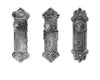 Set of 3 Shabby Chic Cast Iron Wall Hooks – Silver & Black "Door Knob" Coat Hooks with Screws & Anchors – front view – Comfify