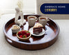 Comfify 22" Dark Brown Acacia Wood Round Serving Tray – Modern Multi-Purpose Tray for Food, Patio, and Home Organization