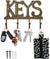Key Holder for Wall - Decorative Farmhouse Rustic Wall Mount Key Organizer with 4 Hooks - Vintage Cast Iron Key Rack with Screws and Anchors – 6x8 - Gold with Black – front view – Comfify