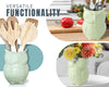 Owl Utensil Holder Decorative Ceramic Cookware Crock & Organizer, in Lovely Green Color - Utensil Caddy and Perfect Kitchen Ceramic Decor Gift - 5” x 7” x 4” Size – detail close-up – Comfify