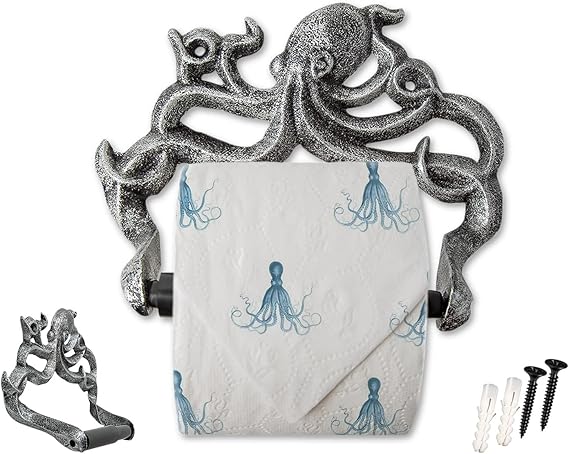Decorative Cast Iron Octopus Toilet Paper Roll Holder