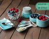 Mason Jar Kitchenware Set – Aqua Blue Ceramic Decor with 4 Measuring Cups, 4 Measuring Spoons, and Spoon Rest – detail close-up – Comfify
