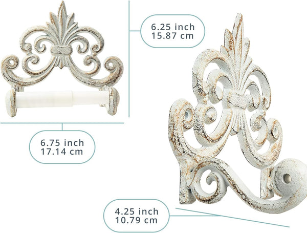 Fleur De Lis Cast Iron Toilet Paper Holder – Wall Mounted Tissue Dispenser – side angle – Comfify