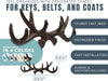 Vintage Cast Iron Deer Antlers Wall Mounted Hooks | Antique Finish Metal Clothes Hanger Rack w/Hooks for Coats, Jackets, Purses and More | Includes Screws and Anchors | Rust Brown – back view – Comfify