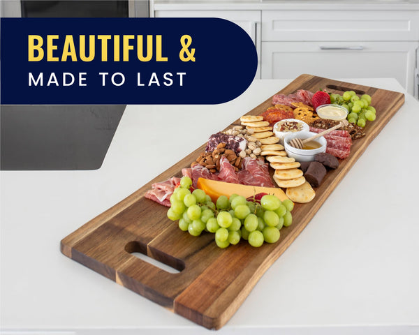 Comfify 35" Extra Large Acacia Wood Charcuterie Board – Premium Serving Platter for Cheese, Appetizers & Gourmet Meals – Elegant Entertaining for Kitchen, Dining Table, BBQ & Patio