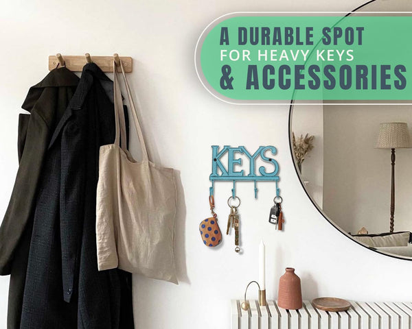 Cast Iron Key Holder – Decorative Farmhouse Wall Organizer with 4 Hooks, Screws & Anchors – packaging view – Comfify