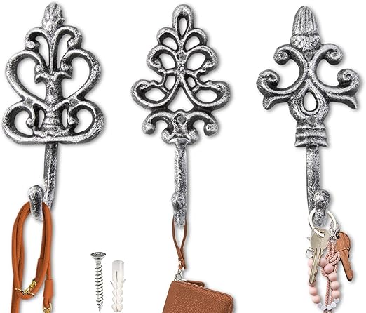 Shabby Chic Cast Iron Decorative Wall Hooks - Rustic - Golden - Farmhouse