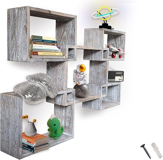 Wall Mounted Square Shaped Floating Shelves – Set of 5