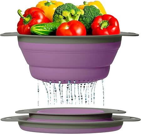 Colander Set - 2 Collapsible Colanders (Strainers) Set